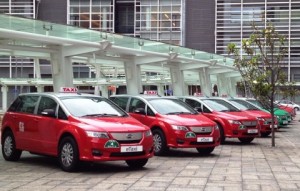 BYD electric taxis drive into Hong Kong